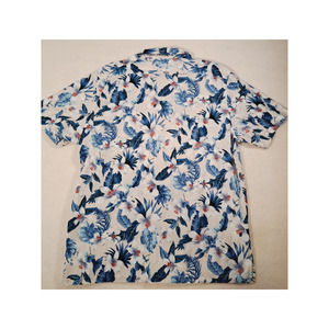 Resort Wear Seaspice Men's 100% Cotton Button-Up Short-Sleeved Floral Shirt XXL